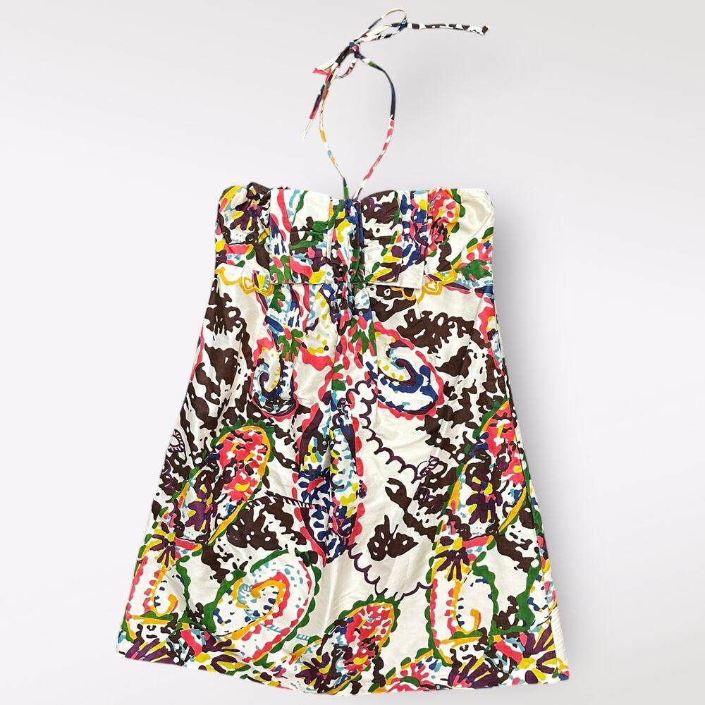 Alexia Admor White Floral Print Silk Halter Mini Party‎ Cocktail Dress Size S
